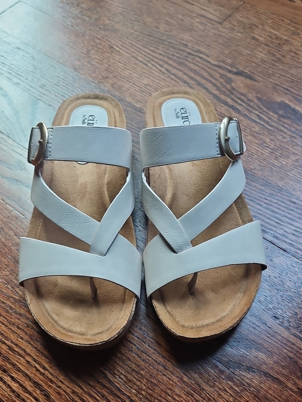 White Faux Leather Crisscross Slide Sandals